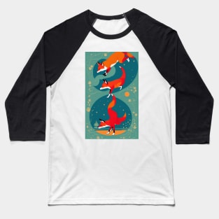 Fox Yoga Floral Flower Design Baseball T-Shirt